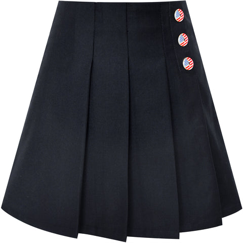 Girls Skirt Black Pleated Back School Uniform Size 6-14 Years