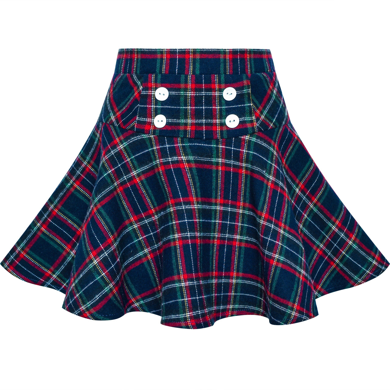 Girls Skirt Plaid Stretchy School Uniform Tartan Back School Size 6-14 Years