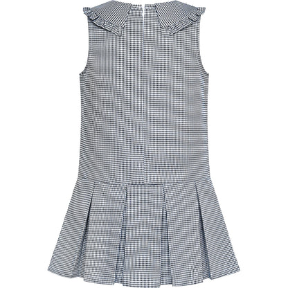 Sunny Fashion Girls Pink Plaid A-Line Dress with Bow Tie Collar