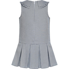Girls Dress Pleated Plaid Collar School Uniform Size 4-8 Years