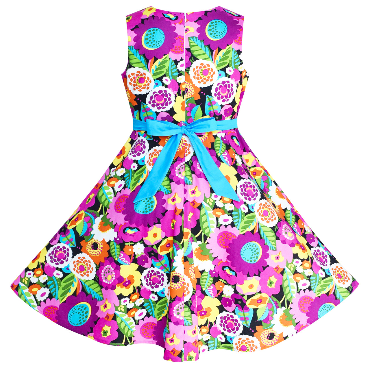Girls Dress Floral Colorful Sundress Cotton Casual Size 4-12 Years