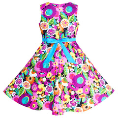 Girls Dress Floral Colorful Sundress Cotton Casual Size 6-12 Years