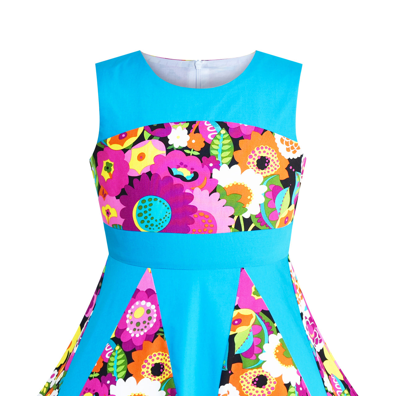 Girls Dress Floral Colorful Sundress Cotton Casual Size 4-12 Years