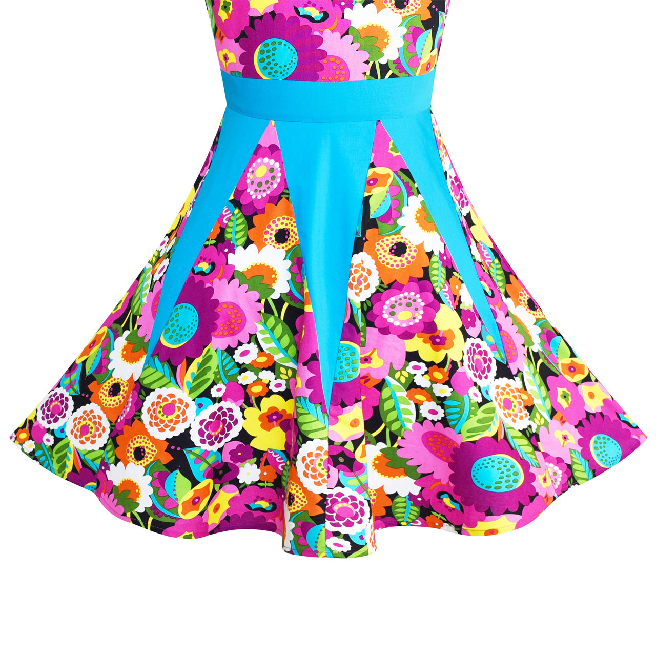Girls Dress Floral Colorful Sundress Cotton Casual Size 4-12 Years