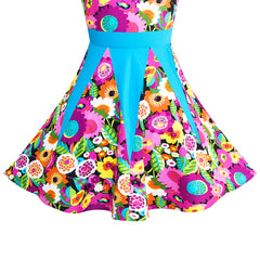 Girls Dress Floral Colorful Sundress Cotton Casual Size 6-12 Years