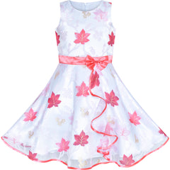 Girls Dress Maple Leaf Tulle Wedding Party Size 4-12 Years