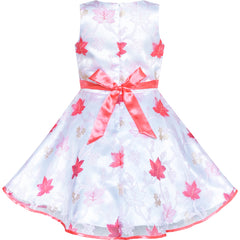 Girls Dress Maple Leaf Tulle Wedding Party Size 4-12 Years