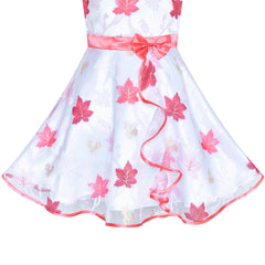 Girls Dress Maple Leaf Tulle Wedding Party Size 4-12 Years
