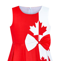 Girls Dress Canada Flag National Day Party Dress Size 4-14 Years