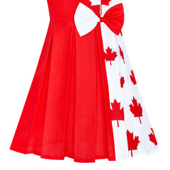 Girls Dress Canada Flag National Day Party Dress Size 4-14 Years