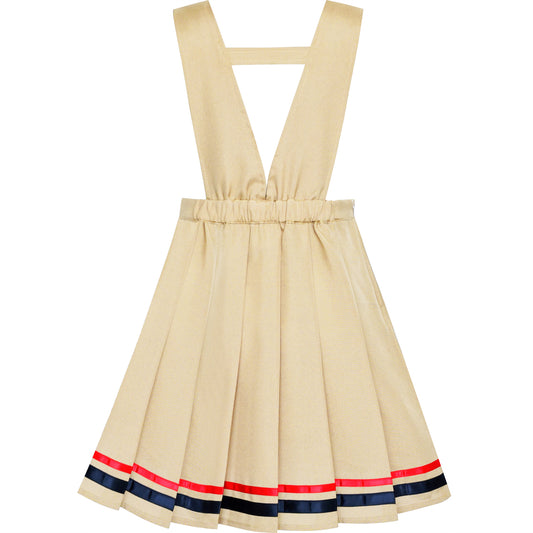 Girls Dress Suspender Skirt School Uniform Bow Tie Size 4-14 Years