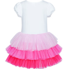 Girls Dress Pink Tutu Dancing Tiered Skirt Ballet Party Size 3-7 Years