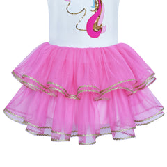Girls Dress Pink Unicorn Tutu Dancing Ballet Tiered  Skirt Size 3-7 Years