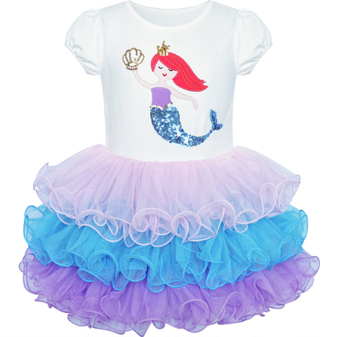 Girls Dress Mermaid Tutu Dancing Ballet Tiered  Skirt Size 3-7 Years