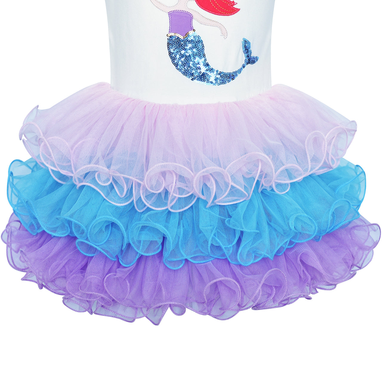 Girls Dress Mermaid Tutu Dancing Ballet Tiered  Skirt Size 3-7 Years