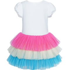 Girls Dress Rainbow Unicorn Tutu Dancing Ballet Tiered  Skirt Size 3-7 Years