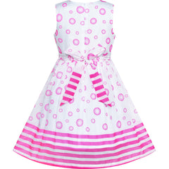 Girls Dress Pink Bubble Dot Summer Sundress Size 4-12 Years