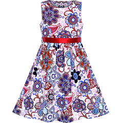 Girls Dress Cotton Casual Flower Summer Sundress Size 2-10 Years