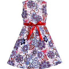 Girls Dress Cotton Casual Flower Summer Sundress Size 2-10 Years