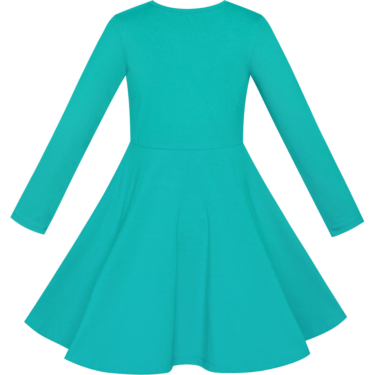 Girls Dress Green Elephant Dumbo Embroidered Long Sleeve Size 4-8 Years