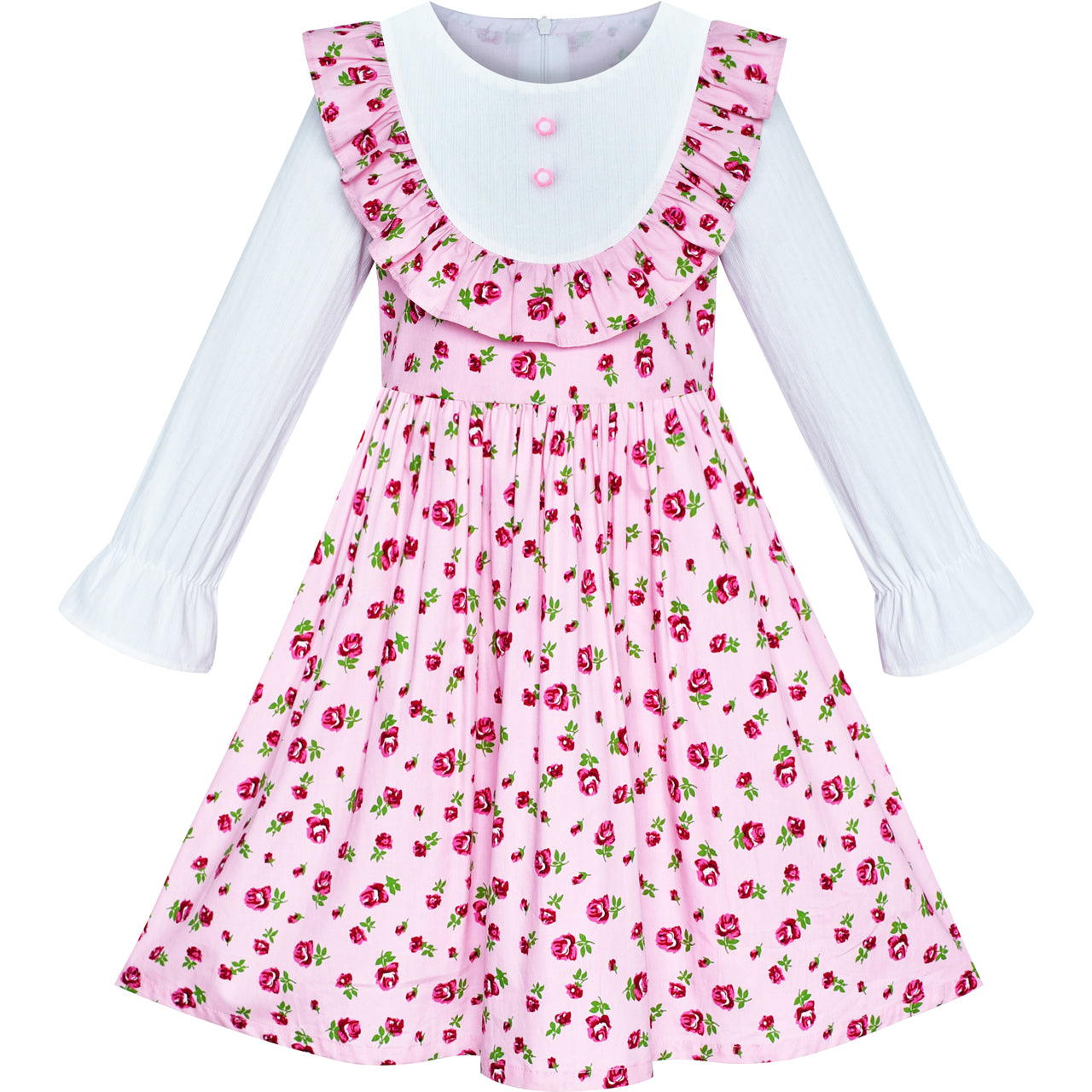 Sunny Fashion Girls Strawberry Ruffle Collar Cotton Dress