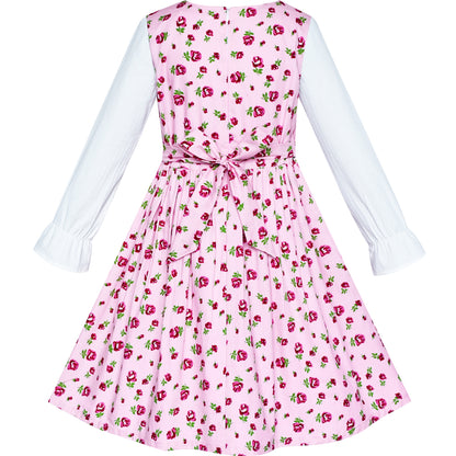 Sunny Fashion Girls Strawberry Ruffle Collar Cotton Dress