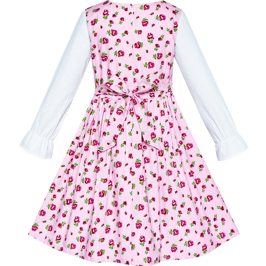 Sunny Fashion Girls Strawberry Ruffle Collar Cotton Dress