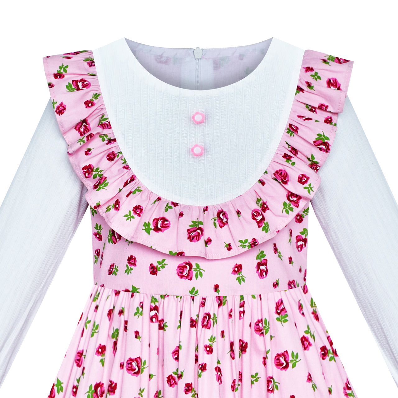 Sunny Fashion Girls Strawberry Ruffle Collar Cotton Dress