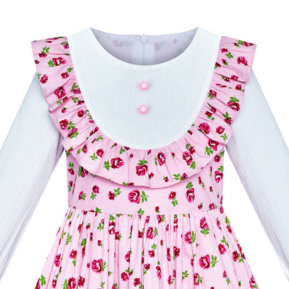 Sunny Fashion Girls Strawberry Ruffle Collar Cotton Dress