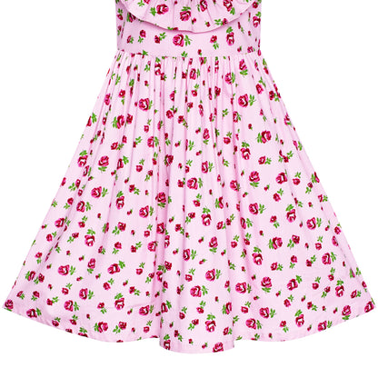 Sunny Fashion Girls Strawberry Ruffle Collar Cotton Dress