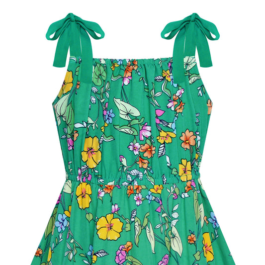 Girls Dress Flower Asymmetrical Hem Skirt Tank Dress Size 6-14 Years