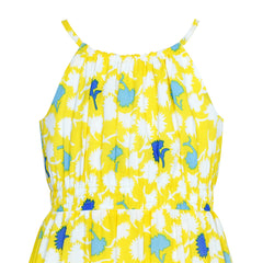 Girls Dress Leaf Sleeveless Summer Party Size 6-14 Years