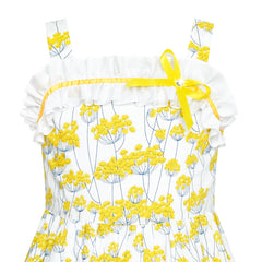 Girls Dress Tank Yellow Flower Party Sundress Size 4-8 Years