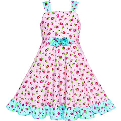 Girls Dress Tank Floral Bow Tie Summer Sundress Size 4-8 Years