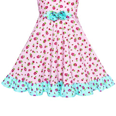 Girls Dress Tank Floral Bow Tie Summer Sundress Size 4-8 Years