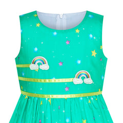 Girls Dress Turquoise Unicorn Rainbow Summer Sundress Size 4-12 Years