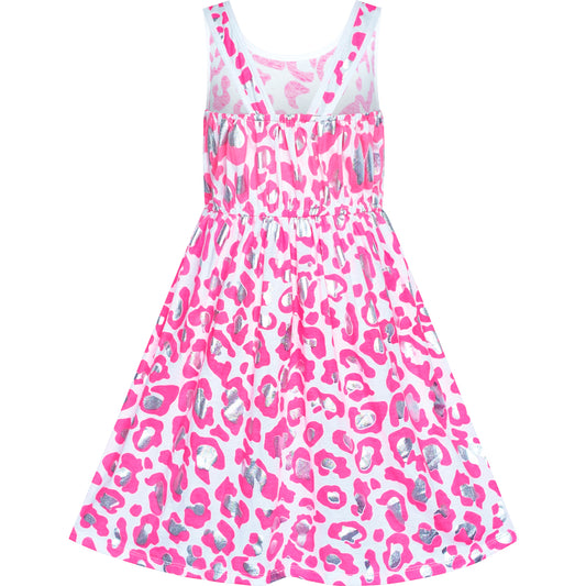 Girls Dress Shinning Leopard Casual Sundress Size 4-12 Years