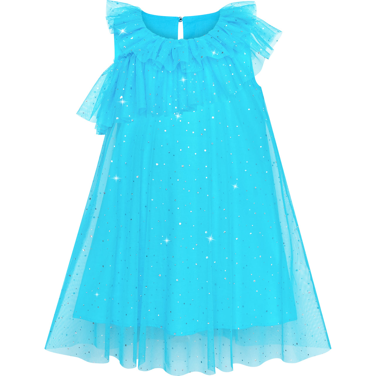 Girls Dress Sparkling Tulle Ruffle Wedding Bridesmaid Size 4-8 Years