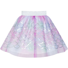 Girls Skirt Mermaid Scales Sequins Sparkling Tutu Dancing Size 2-10 Years