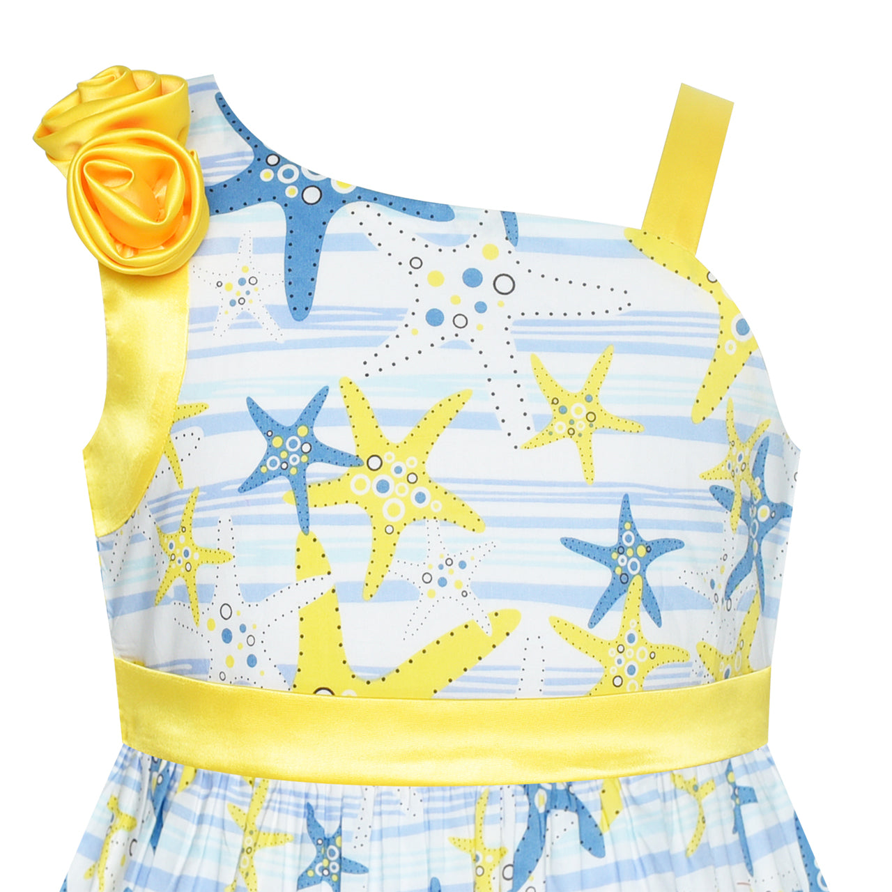 Girls Dress One Shoulder Sea Star Flower Dress Birthday Party Size 4-12 Years