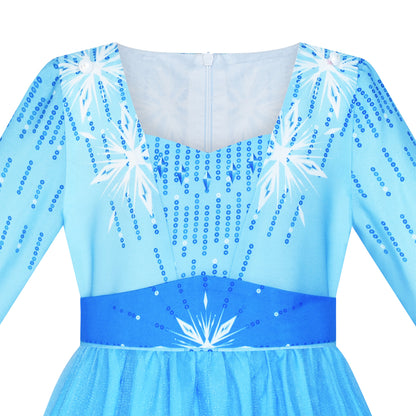 Frozen Elsa Dress for Girls Princess Costume Toddler Snow Queen Birthday Party Dress Up Clothes with Long Cloak Cape