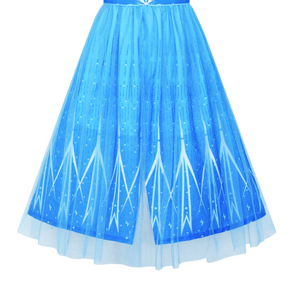 Frozen Elsa Dress for Girls Princess Costume Toddler Snow Queen Birthday Party Dress Up Clothes with Long Cloak Cape