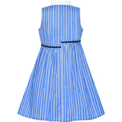 Girls Dress School Uniform Asymmetric Striped Shirt Dress Size 7-14 Years