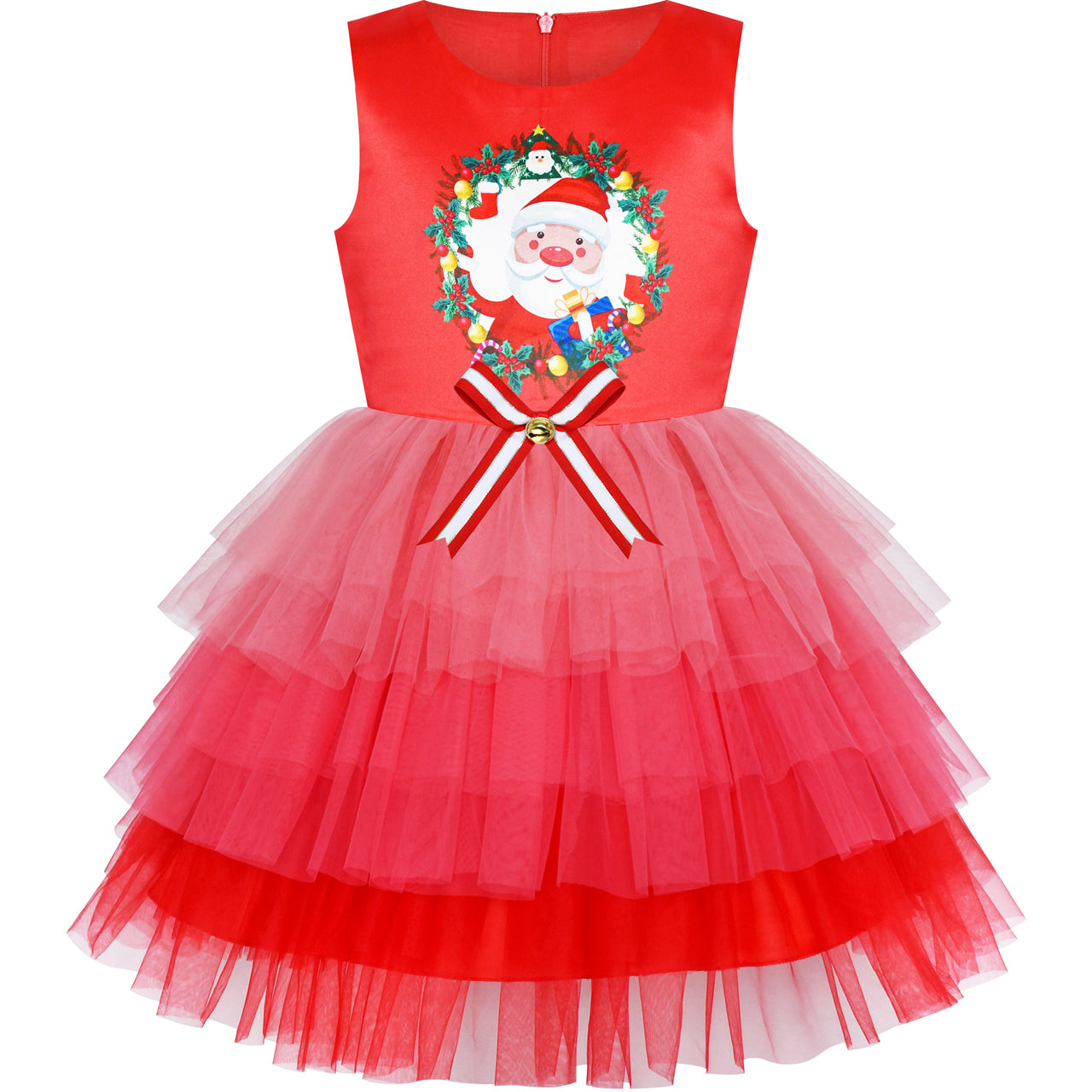 Girls Dress Christmas Santa Holiday New Year Party Size 1-12 Years