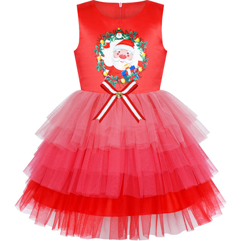 Girls Dress Christmas Santa Holiday New Year Party Size 3-8 Years