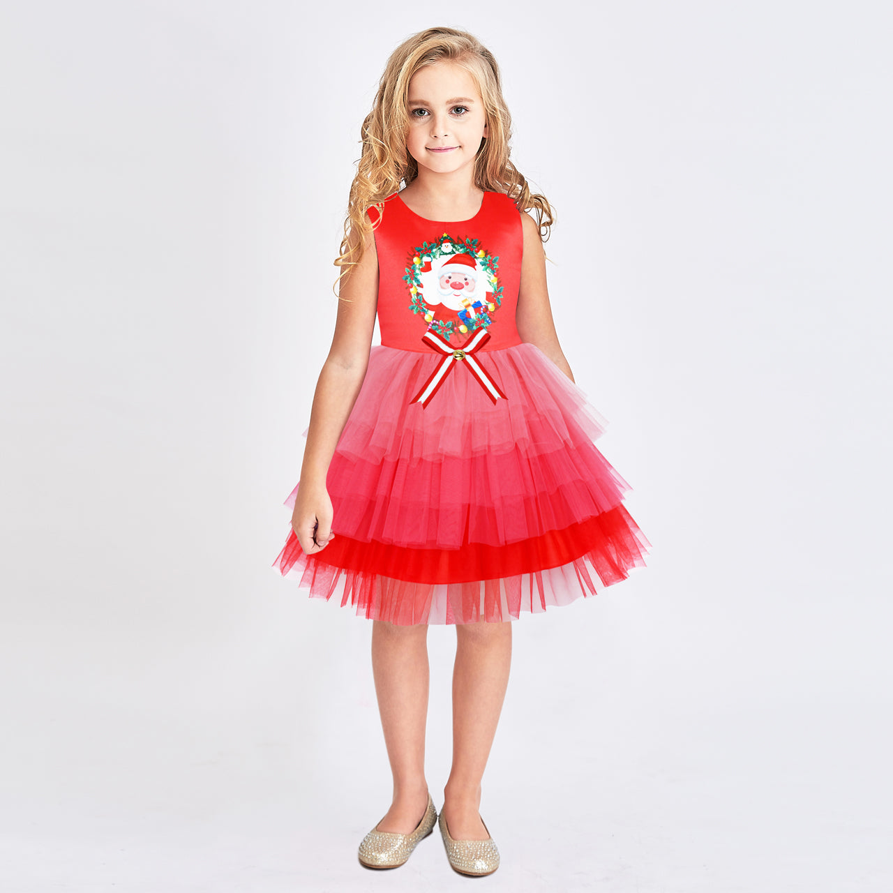 Girls Dress Christmas Santa Holiday New Year Party Size 1-12 Years