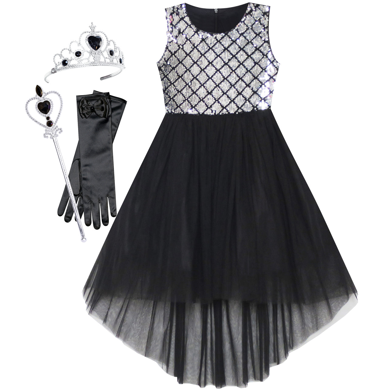 Girls Dress Hi-low Magic Wand Princess Crown Dress Up Costume Size 4-14 Years
