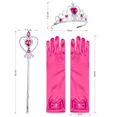 Flower Girls Dress Dark Pink Hi-low Princess Crown Dress Up Size 7-14 Years