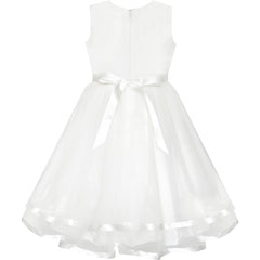 Flower Girls Dress Off-White Princess Crown Dress Up Party  Size 4-12 Years