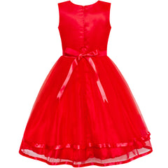 Flower Girls Dress Red Princess Crown Dress Up Party  Size 4-12 Years